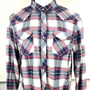 American Eagle  Slim Fit Plaid Pearl Snap Shirt XL